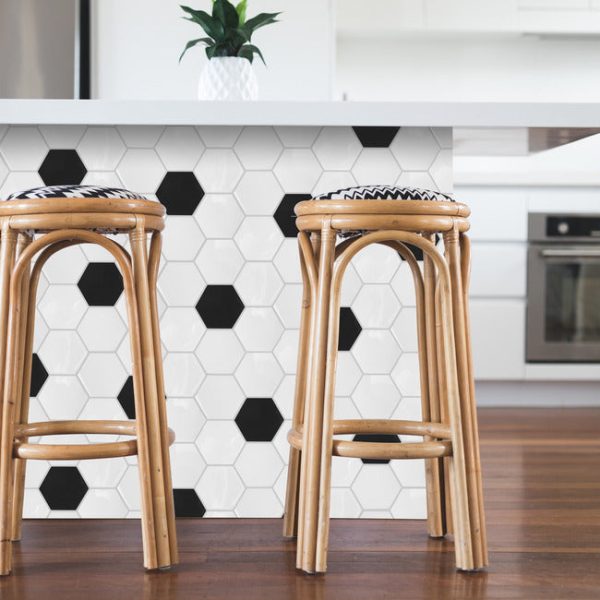 Black And White Large Hexagon Peel and Stick Backsplash Supply - Image 5