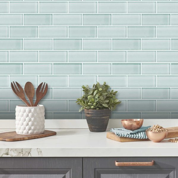 Aqua Seaglass Subway Peel And Stick Sticktile on Sale - Image 5