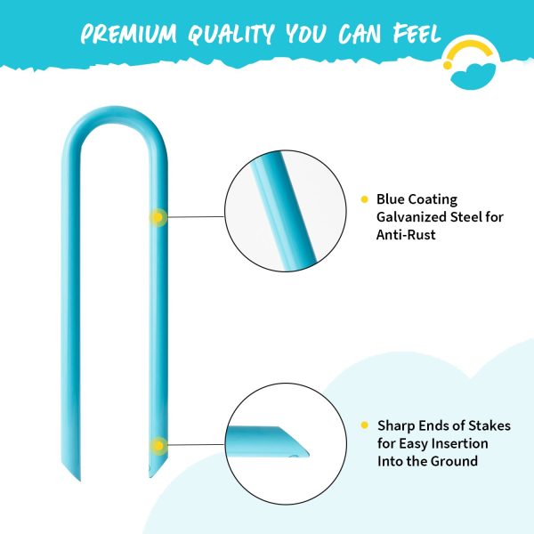 SkyBound Trampoline U-Shaped Anchor Kits Wind Stakes - Set of 4 - Blue Sale - Image 4