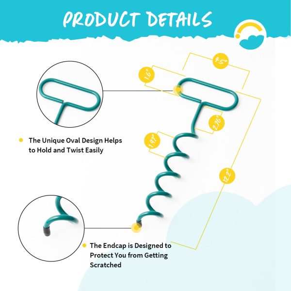 SkyBound Trampoline Anchor Kits - Heavy Duty Trampoline Parts - Unique Oval Shape Design for Easy Hold and Install - Steel Stakes High Wind Anchor Kit with Strong Nylon Belt - Set of 4 - Green Online - Image 3
