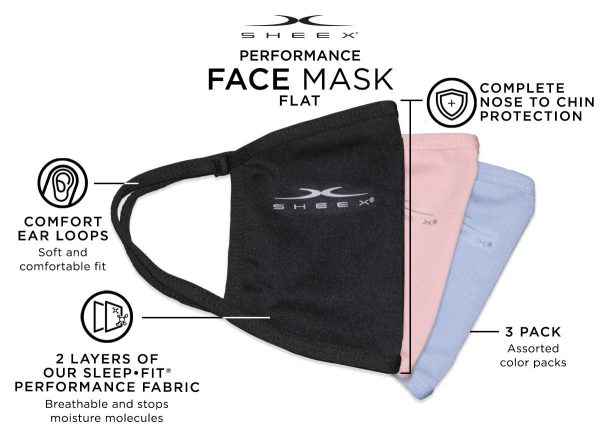 Double Layer Performance Face Mask, Flat - 3 Pack Hot on Sale - Image 3