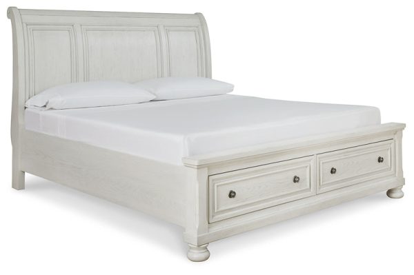 Robbinsdale Queen Sleigh Bed with Storage with Mirrored Dresser and 2 Nightstands Sale - Image 3